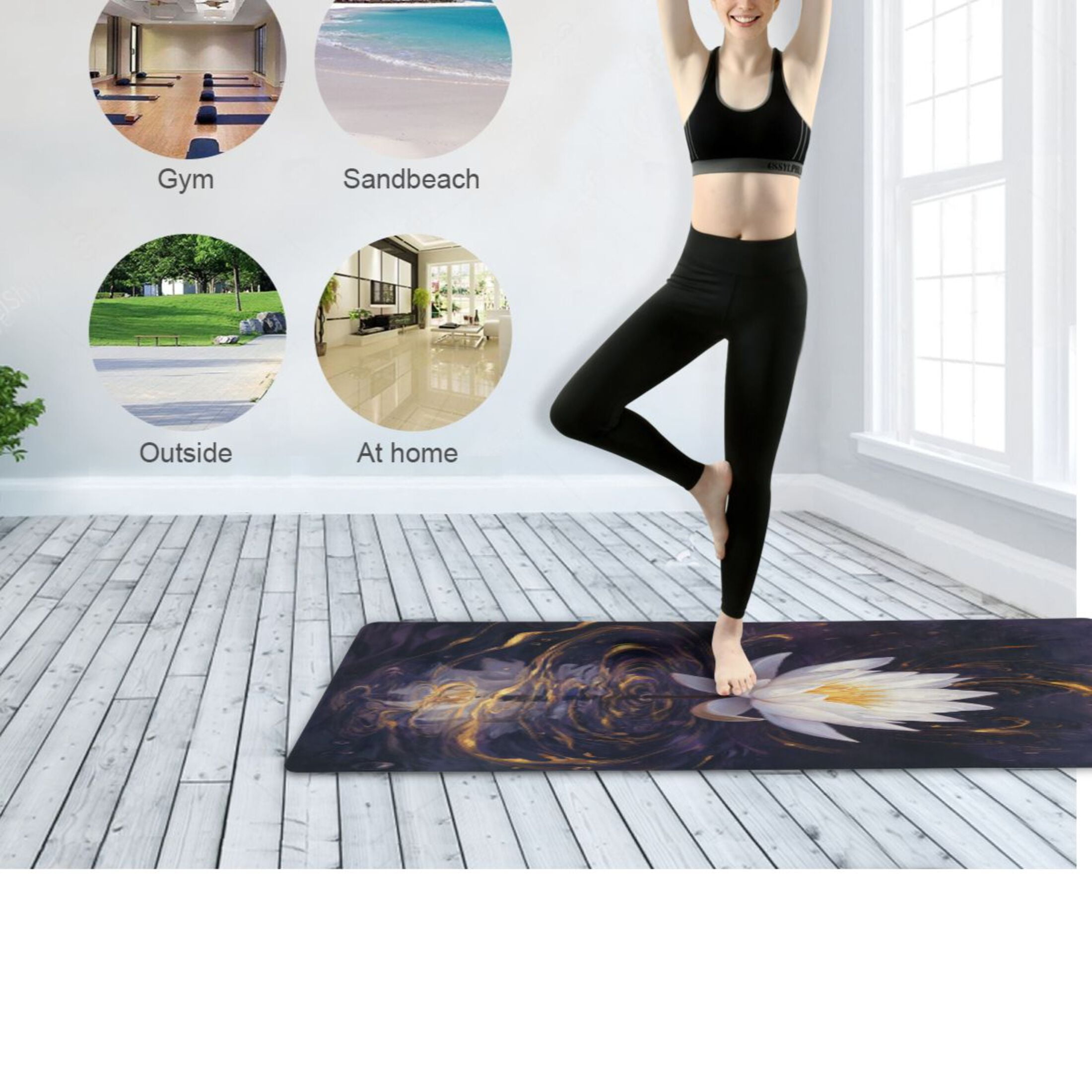 BZSMCE Yoga Mat Women Fitness Mat Serene Lotus Pattern