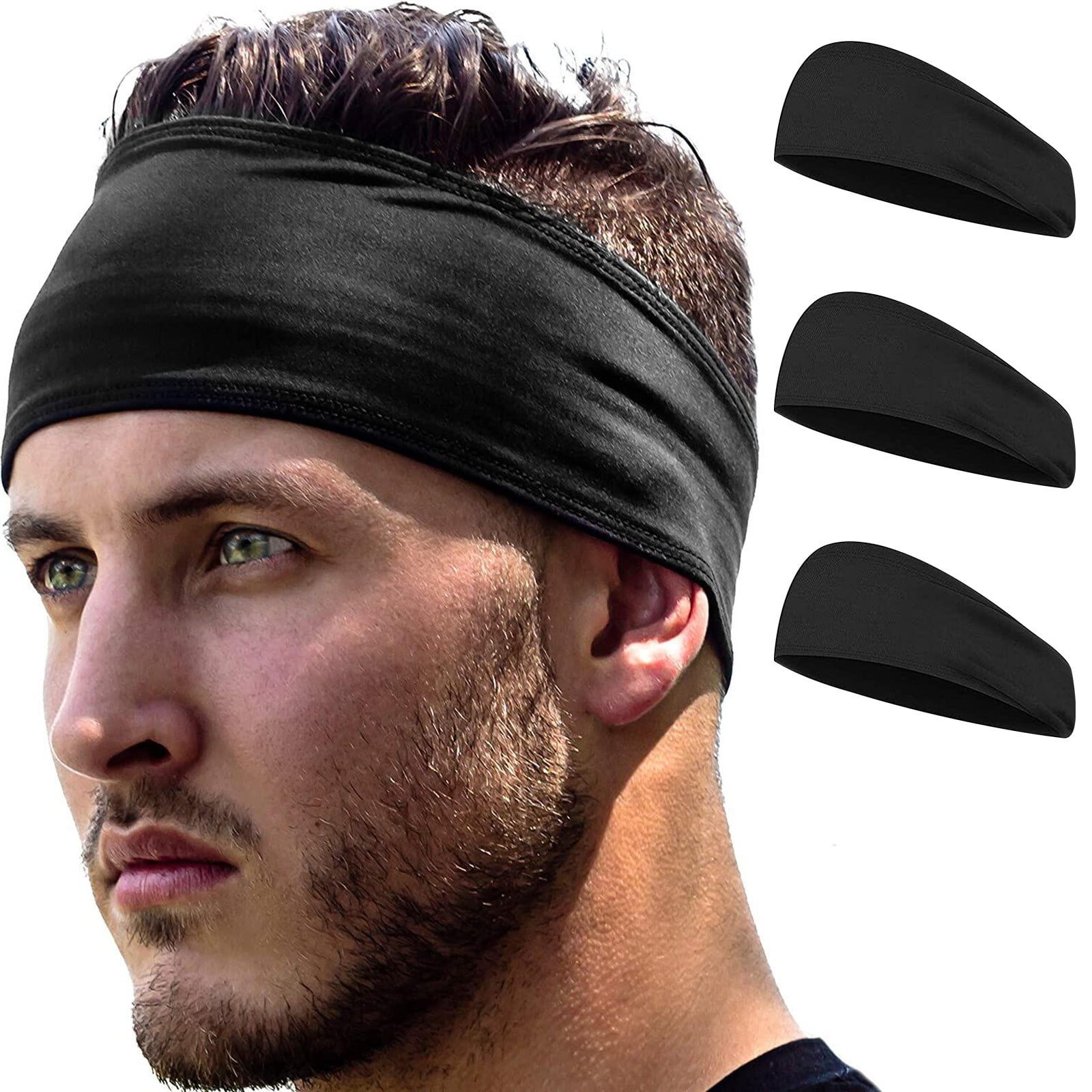 DressInn Men Accessories Headwear Headbands Performance Dry Slim Headband Black Man 