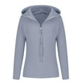 thumbnail image 3 of AGWOLF Women's Ribbed Knit Sweater Cozy Quater Zip Up Hooded Pullover Loose Solid Color Long Sleeve Tops, 3 of 6