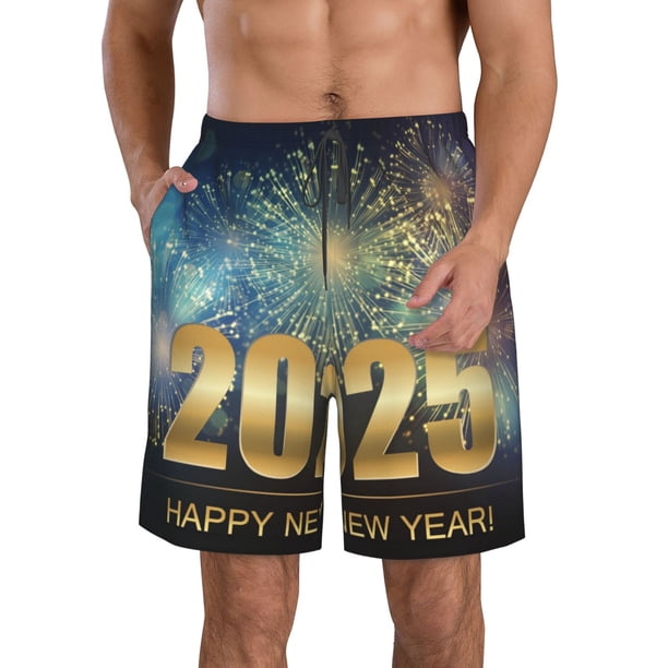 Fotbe 2025 New Year 5 Trajes de Baño Estampados para Hombre, Shorts de Verano de Secado Rápido, Ropa de Playa, Bañadores-Small
