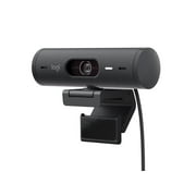 Logitech Brio 500 Full HD Webcam with Auto Light Correction, Noise Reduction, Privacy Cover, Graphite