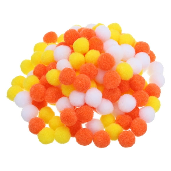 Uxcell Pompons de 0,6 Po pour Bricolage, 300 Pcs Boules à Pompons, Orange, Jaune, Blanc