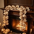 thumbnail image 5 of Beige Fall Maple Leaves Garland, 5.7Ft Artificial Maple Leaf Autumn Garland Hanging Fall Vines Table Decorations Front Door Fall Decor Thanksgiving Decorations Decor Outside Indoor Decor 1Pc,Beige, 5 of 9