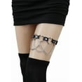 thumbnail image 2 of 1PCS Faux Leather Leg Garter with Chains, Elastic Rock 5-Hearts Thigh Garters Belt for Women, Black, 2 of 6