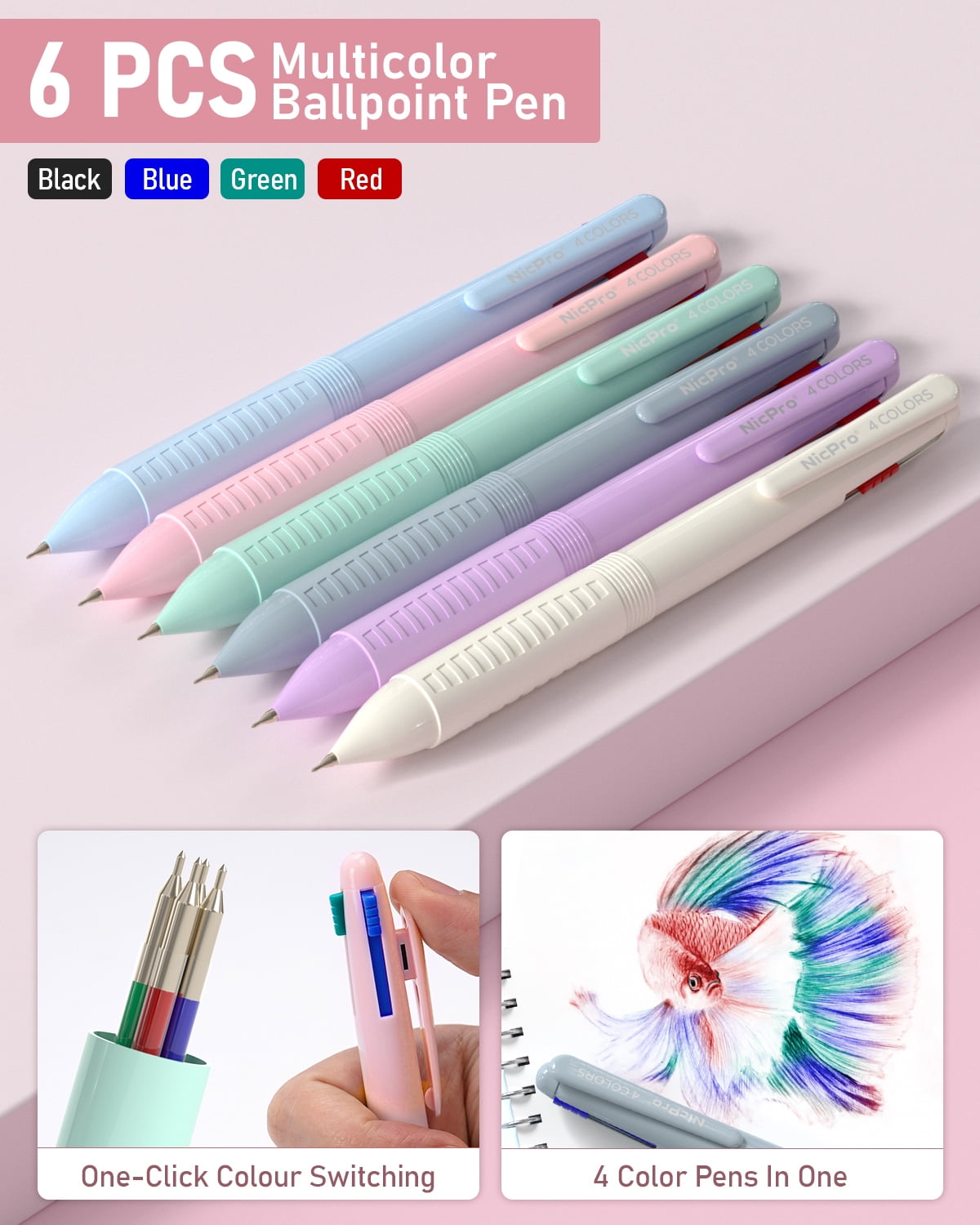 Nicpro 78 PCS Pen Case Supplies, 12 Pastel Highlighters, 12 Color & Black Ink Gel Pens, 10 Mechanical Pencils 0.5, 0.7, 0.9, 2.0 mm, 6 Ballpoint Pen