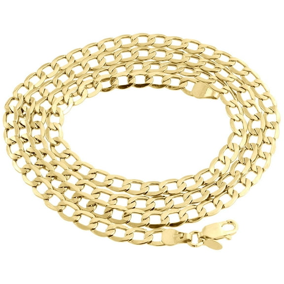 10K Yellow Gold 5.40mm Plain Hollow Cuban Curb Chain Link Necklace 16 Inches