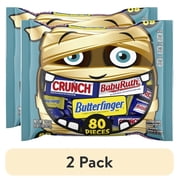 (2 pack) Butterfinger, CRUNCH and Baby Ruth, Assorted Monster Bag, Halloween Candy Variety Pack, Mini, Individually Wrapped Bars, 80 Count, 29 oz