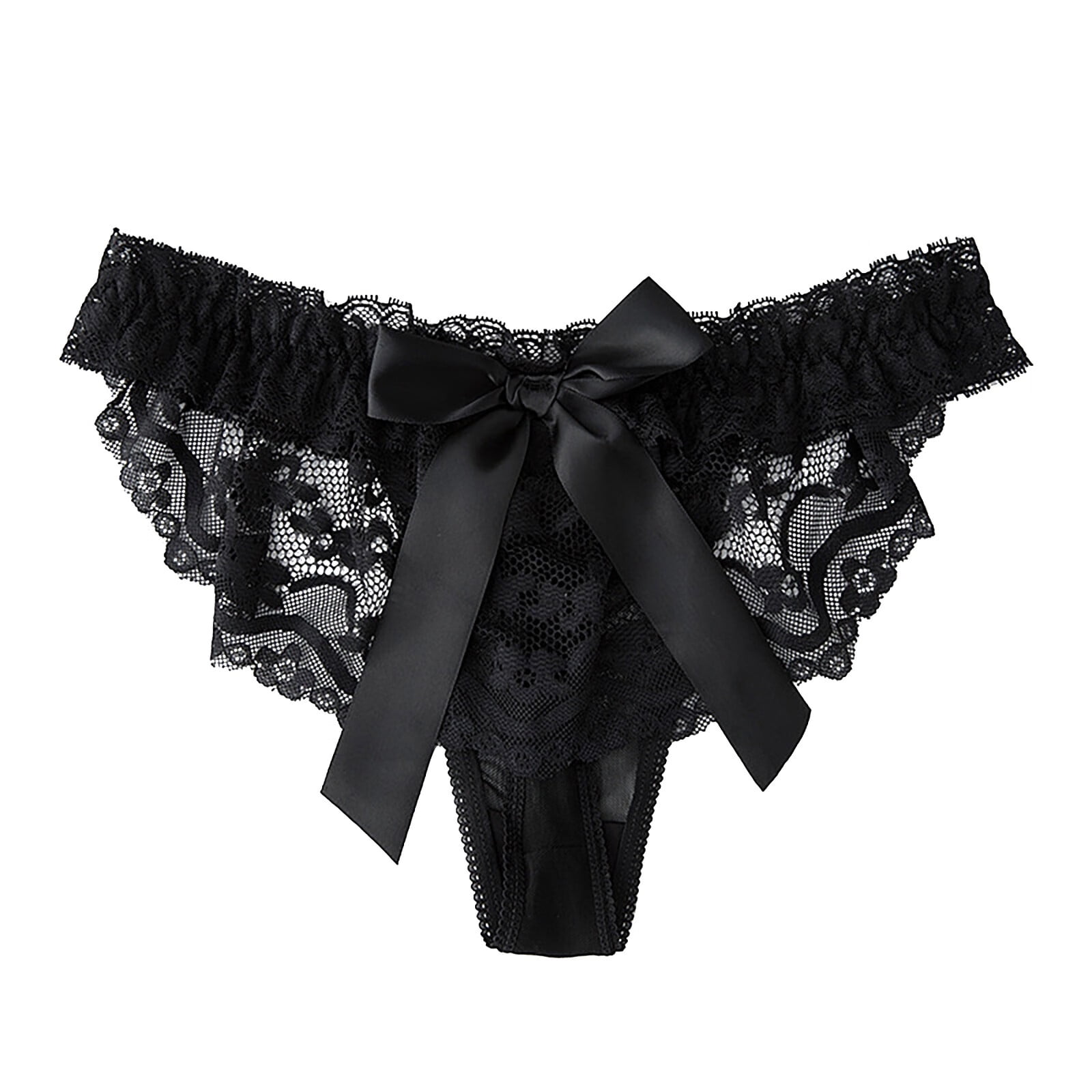 Yevin Plus Size Panties For Women Sexy Bow Lace Underwear Cute