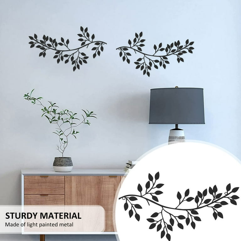 Hvxrjkn 2Pcs Metal Tree Leaf Wall Décor Vine Olive Branch Leaf Wall Art  Artistic Wall Hanging Sign Decorative Wall Sculpture Sturdy Home Decoration 