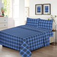 thumbnail image 5 of Ruvanti 100% Cotton 4 Pcs Flannel Sheets Full, Super Soft, Breathable, Moisture Wicking Full Size Sheet Sets, Bed Sheets Include Flat, Fitted Sheet,2 Pillowcase - Blue Plaid, 5 of 7