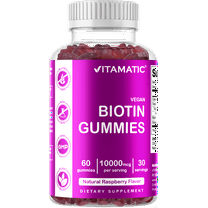 Vitamatic Biotin Gummies 10,000 mcg for  Hair, Skin & Nails Supports - 60 Vegan Gummies - Also Called Vitamin B7