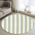 thumbnail image 2 of Sage Green Striped Large Area Rugs for Bedroom Living Room, Soft Non Slip Carpet Bedside Rug, Modern Farmhouse Sage Green White Stripes Round Floor Cover Kitchen Accent Rug 3.3' for Office, 2 of 9