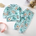 thumbnail image 5 of CAIVO Child Girls Long Sleeve Cute Cartoon Bunny Cat Print Sleep O-Neck Tops With Pants For Kids Home Outfit Sets Relaxed Fit Clothing Sets, 5 of 5