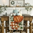 thumbnail image 2 of Polka Dot Pumpkins Vine Wood 210 GSM Fall Table Runner, Seasonal Autumn Kitchen Dining Table Decoration for Home Party Decor 13x108 Inch, 2 of 6
