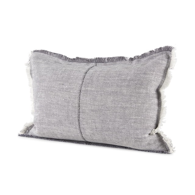 homeroots home decor 392315 Light Gray Fringed Lumbar Throw Pillow Cover