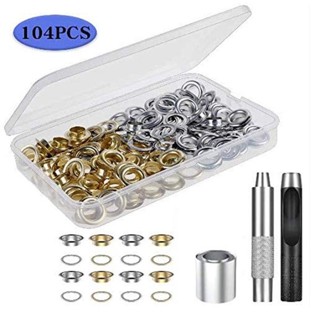 Juego de ojales, herramientas para ojales, 12mm, 100 juegos de ojales con 3 uds., herramientas para ojales y caja de almacenamiento para manualidades de lona de tela DIY ACTIVE Biensenido a ACTIVE