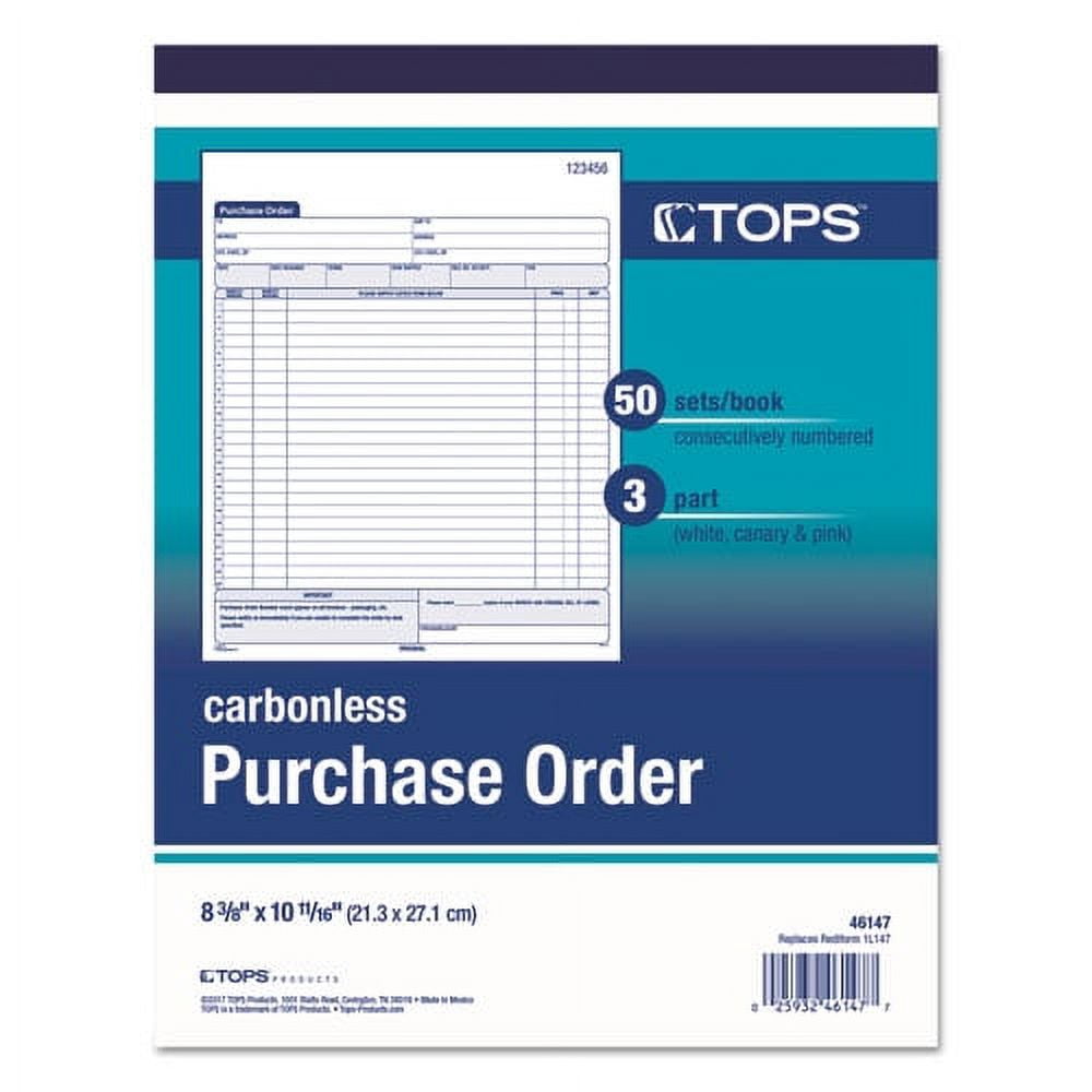 Purchase Order Book, Three-Part Carbonless, 8.38 X 10.19, 1/page, 50 Forms | Bundle of 2 Each