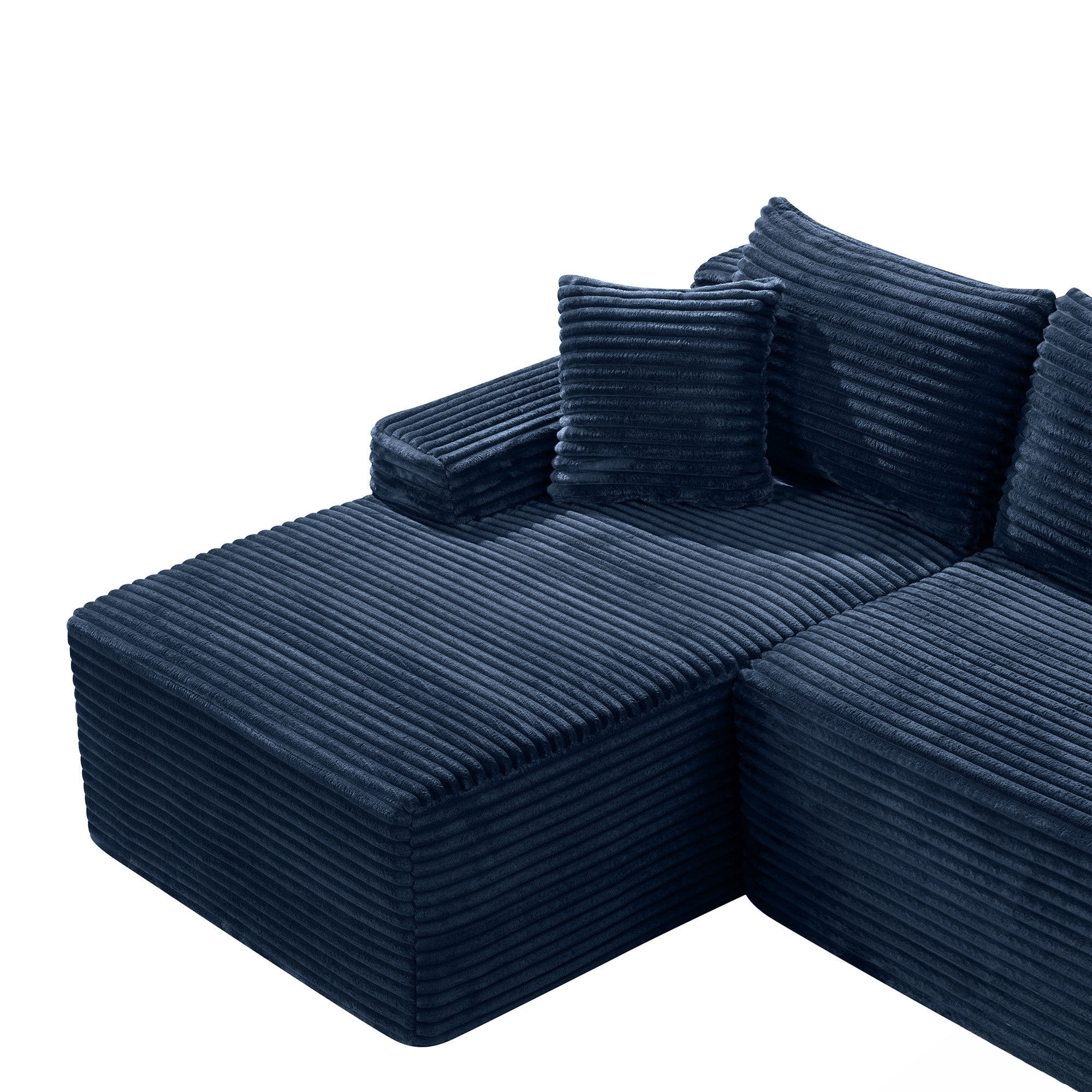 Leumius 106.3" Cloud Modular Sectional Sofa Couch with L-Shape Chaise,Modern Minimalist Upholstered Couches for Living Room Bedroom No Assembly Required Blue-L