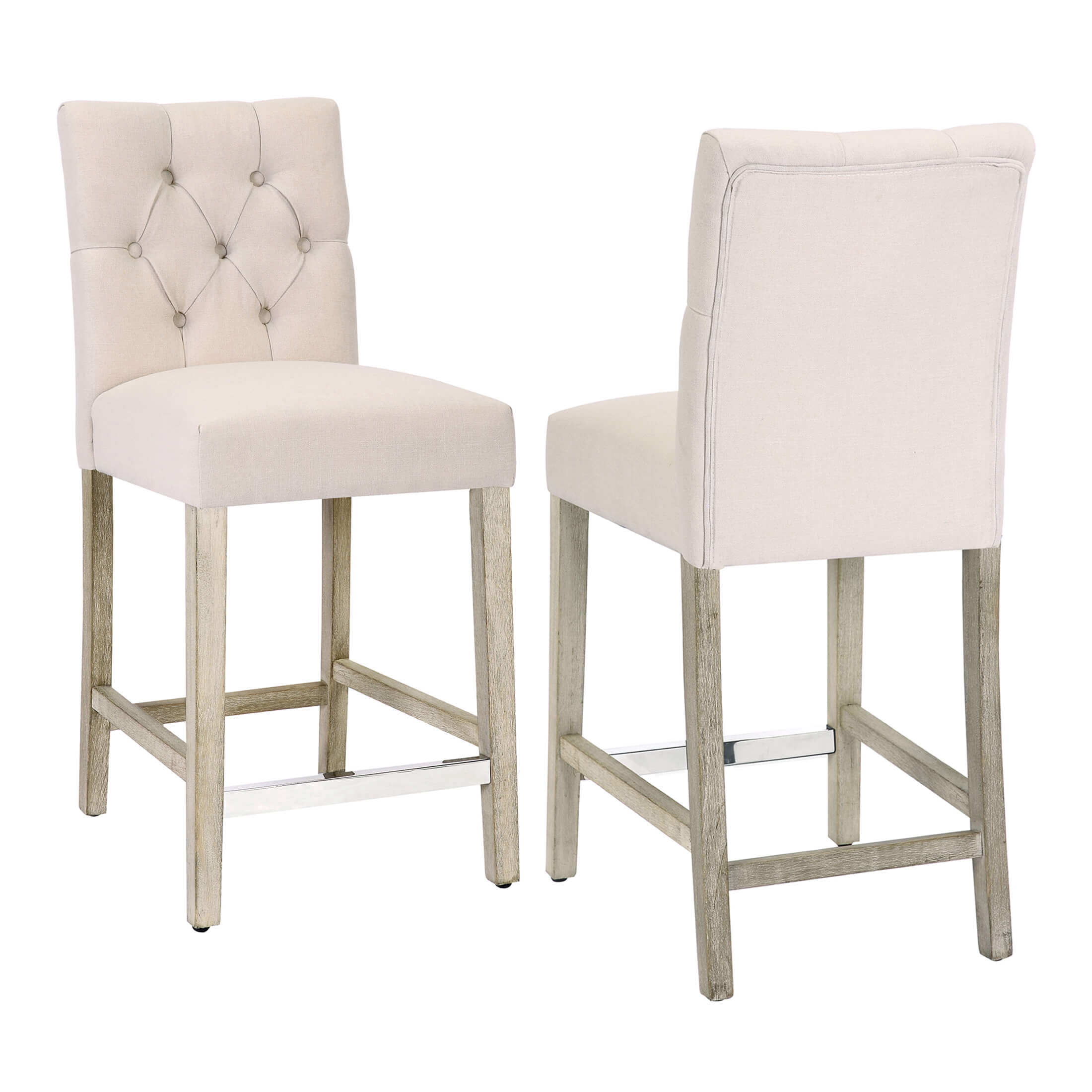 WestinTrends Hayes Stools for Kitchen Counter Set of 2, Linen