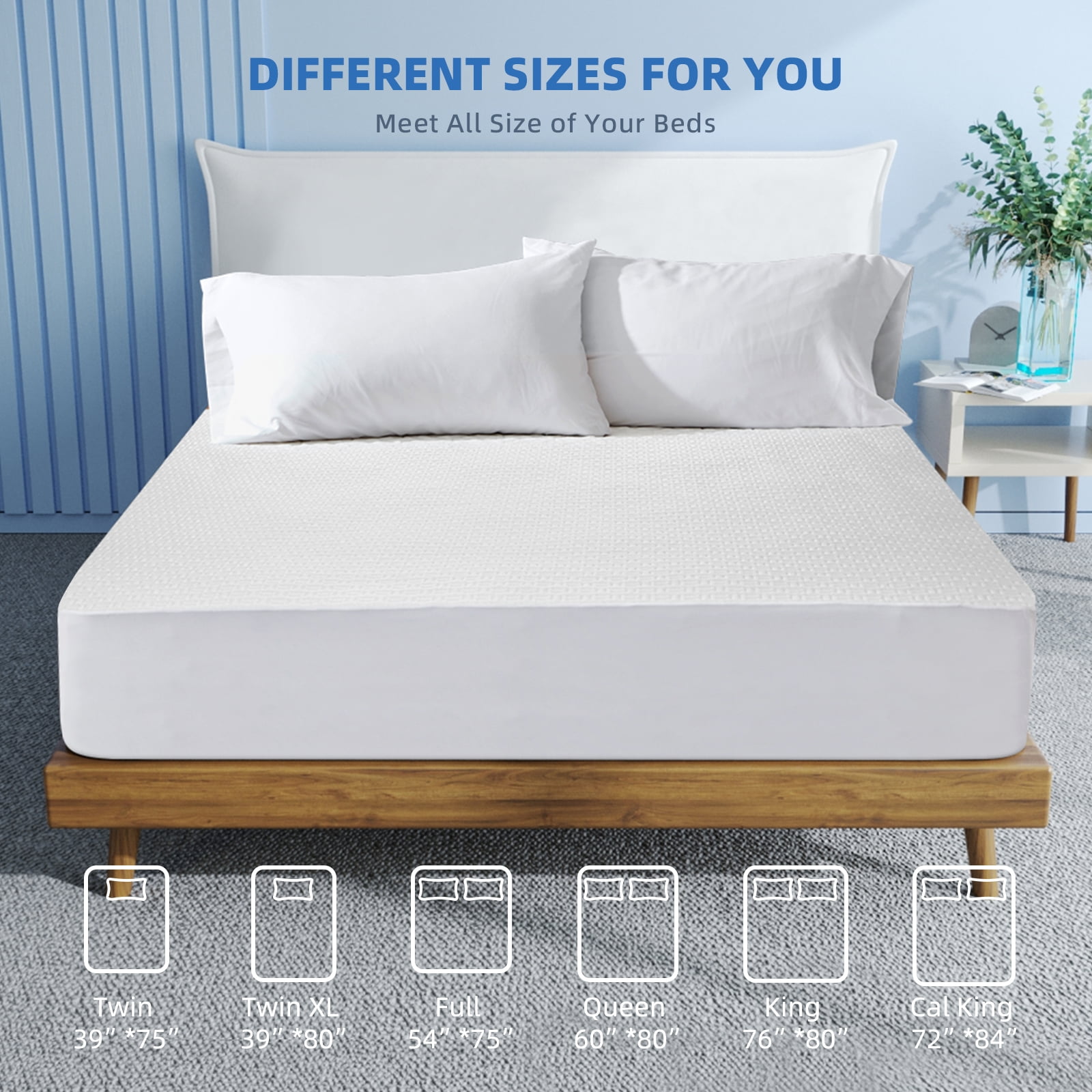RestGuard 100% Waterproof Mattress Protector, Breathable Cooling Bamboo 3D Air Fabric Mattress Cover, Soft Noiseless Bed Cover, Machine Washable, 8-21'' Deep Pocket (California King)