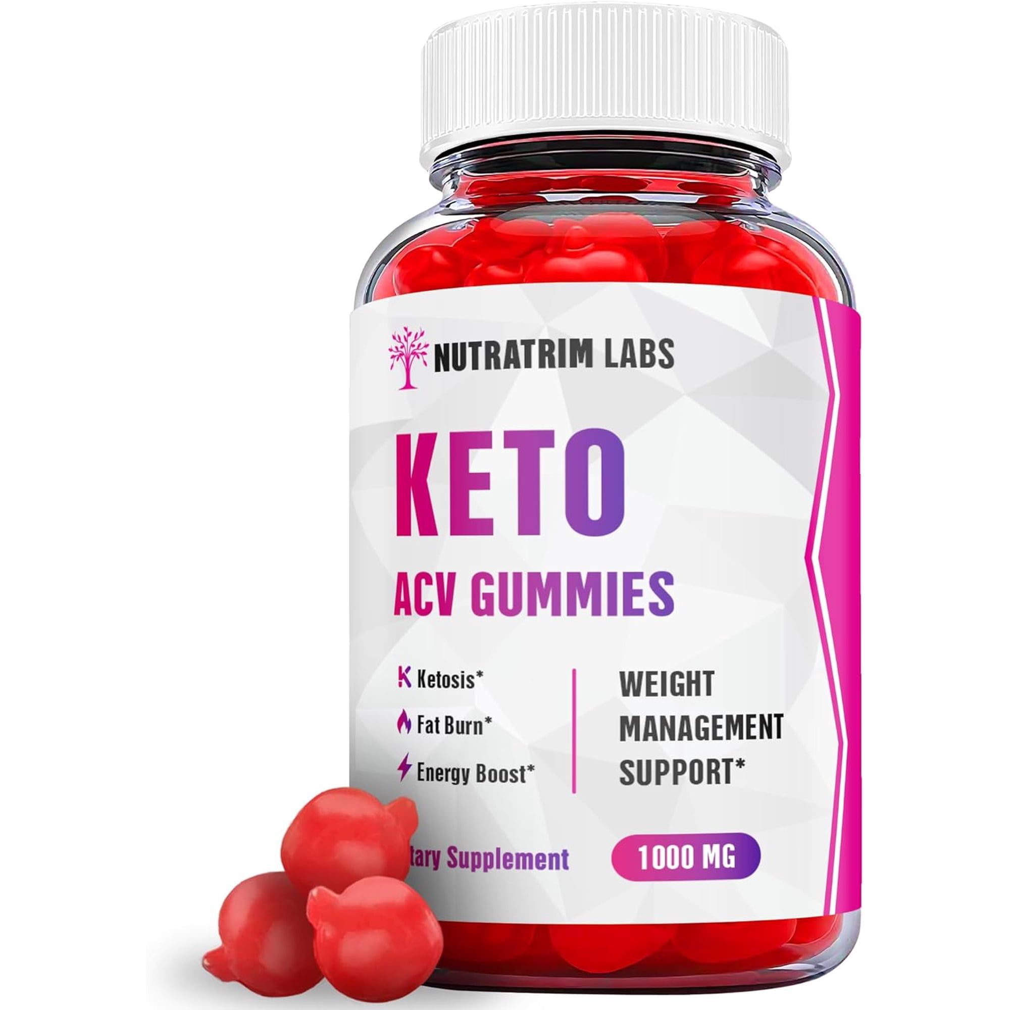 (1 Pack) Nutratrim Labs Keto ACV Gummies - Apple Cider Vinegar Supplement for Weight Loss - Energy & Focus Boosting Dietary Supplements for Weight Management & Metabolism - Fat Burn - 60 Gummies