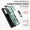 thumbnail image 2 of JTCASES for Samsung Galaxy A15 Case, Heavy Duty Protection Magnetic Car Mount Rotating Stand [Slide Camera Window] Rugged Shockproof Anti-fall Shell for Samsung A15, Darkgreen, 2 of 9