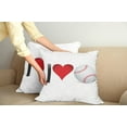thumbnail image 3 of Ambesonne Sports Throw Pillow Cover 2 Pack, I Love Baseball Heart, 24", Red Black White, 3 of 6