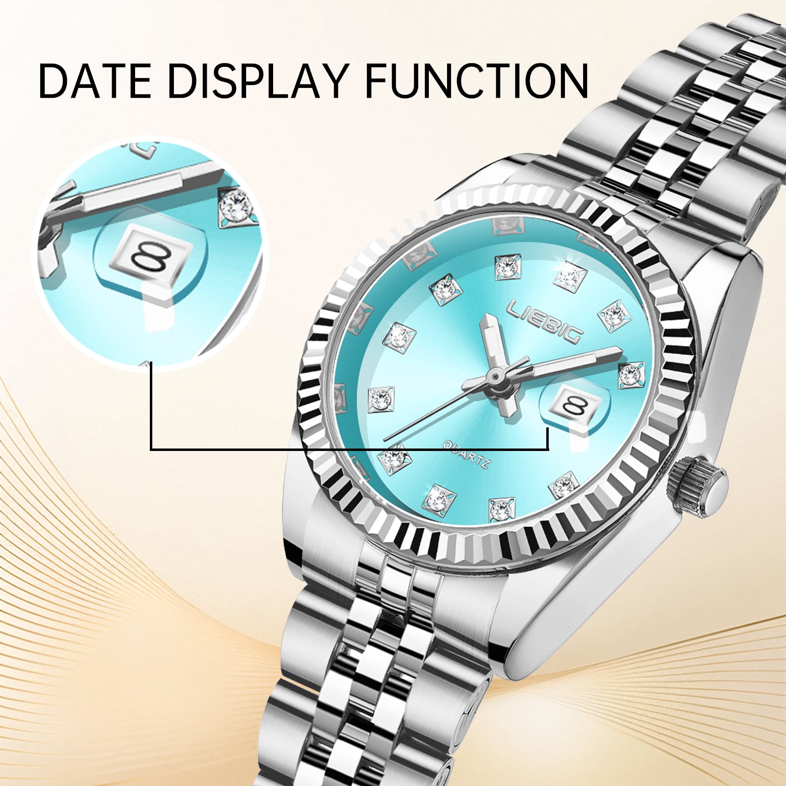 LIEBIG Watches for Women Luxury Easy Read Analog Quartz Dress Women's Watch，with Date Luminous Waterproof Ladies Watches for Small Wrists