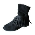 thumbnail image 2 of Women's Fringe Suede Boots, Fashion Mid Calf Tall Boots with Rear Zipper, Comfortable Fall and Winter Casual Footwear, 2 of 8