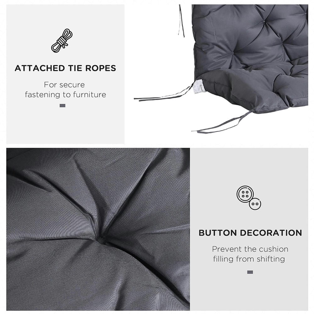 Spaco 59" x 38" Tufted Bench Cushion, Outdoor Furniture, 3-Seater Replacement for Swing Chairr, Patio Sofa/Couch, Dark Gray