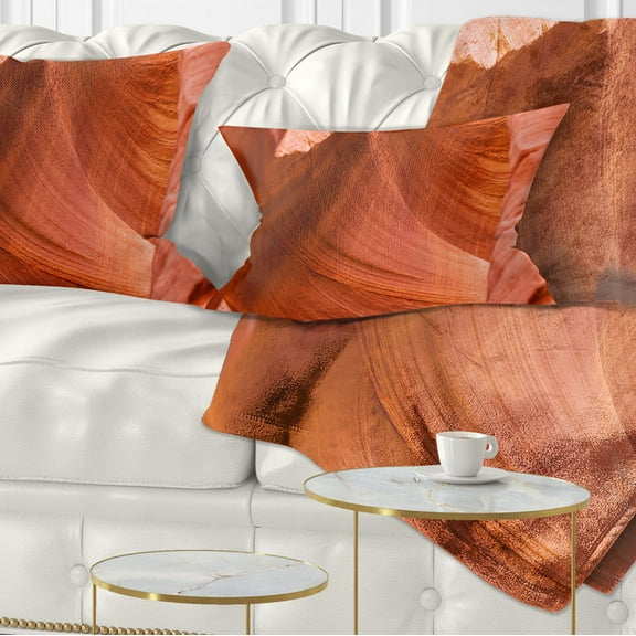 Designart Antelope Canyon Details - Landscape Photo Throw Pillow - 12x20