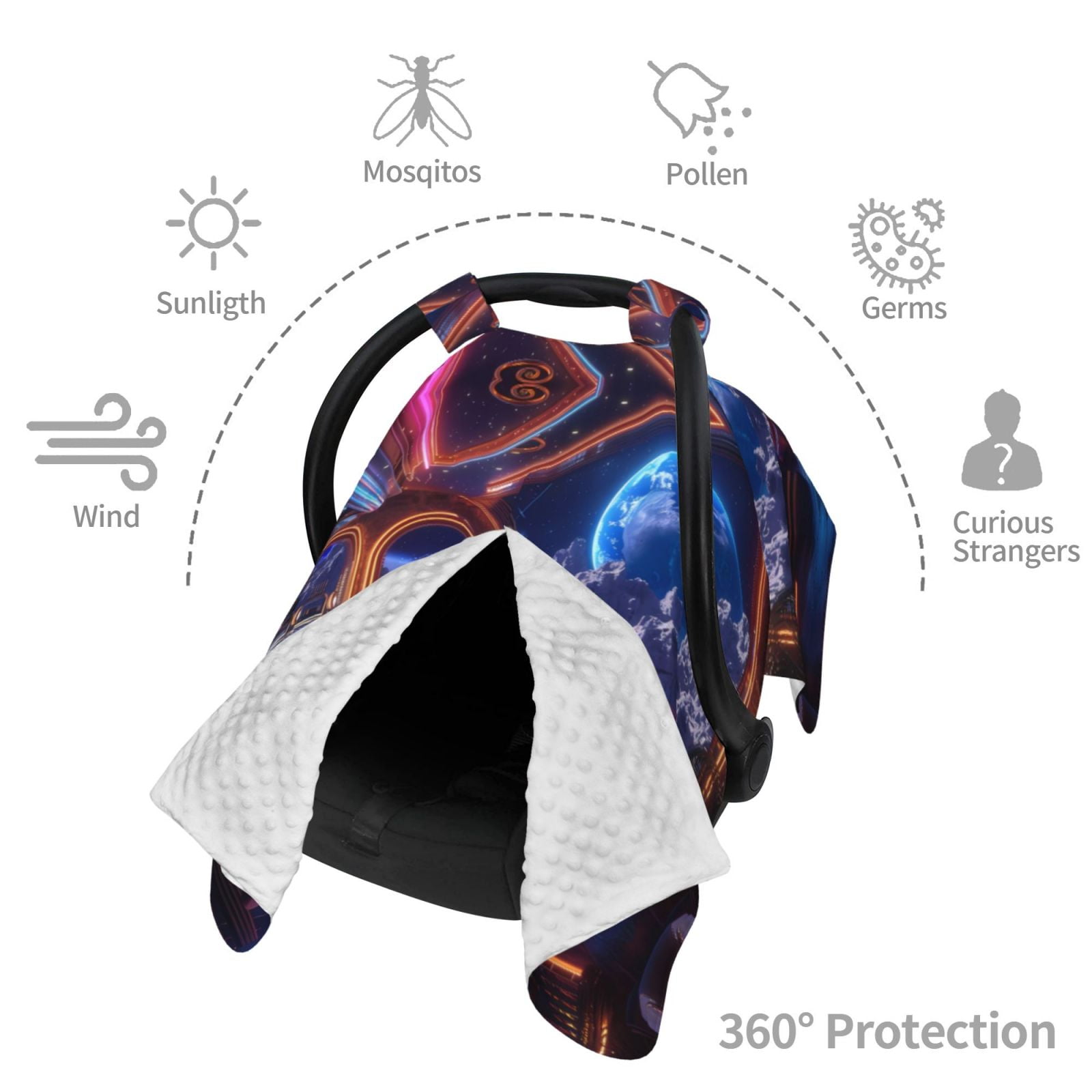 Car Seat Cover Baby - Futuristic Bar Space View Breathable Infant Car Seat Cover for Baby Carseat, Lightweight Comfort Baby Essentials Must Haves Newborn Stuff for Girl Boy