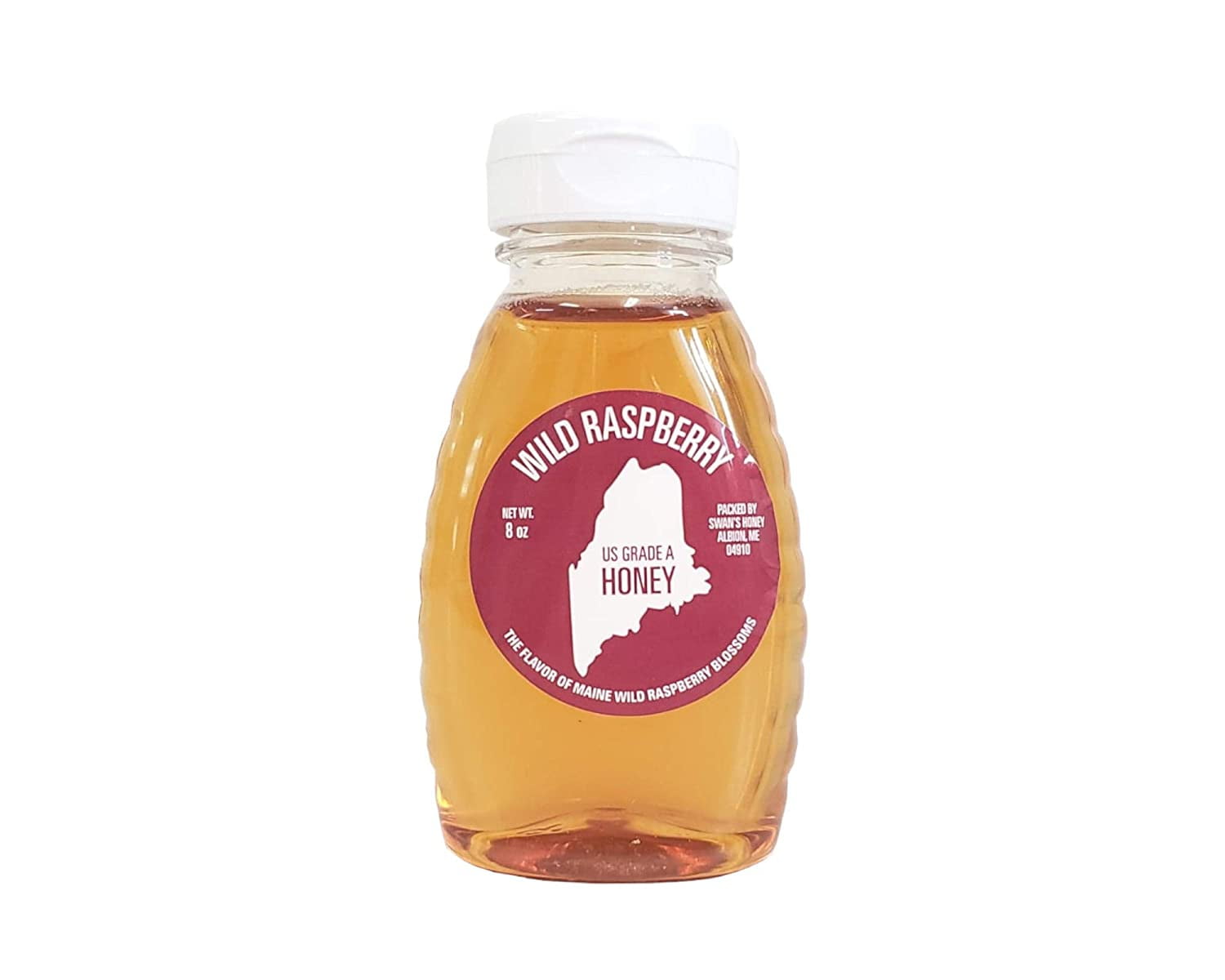 Wild Raspberry Honey - 8 oz, Made in Maine, Organic, All natural, Gluten Free, NON GMO, Raw
