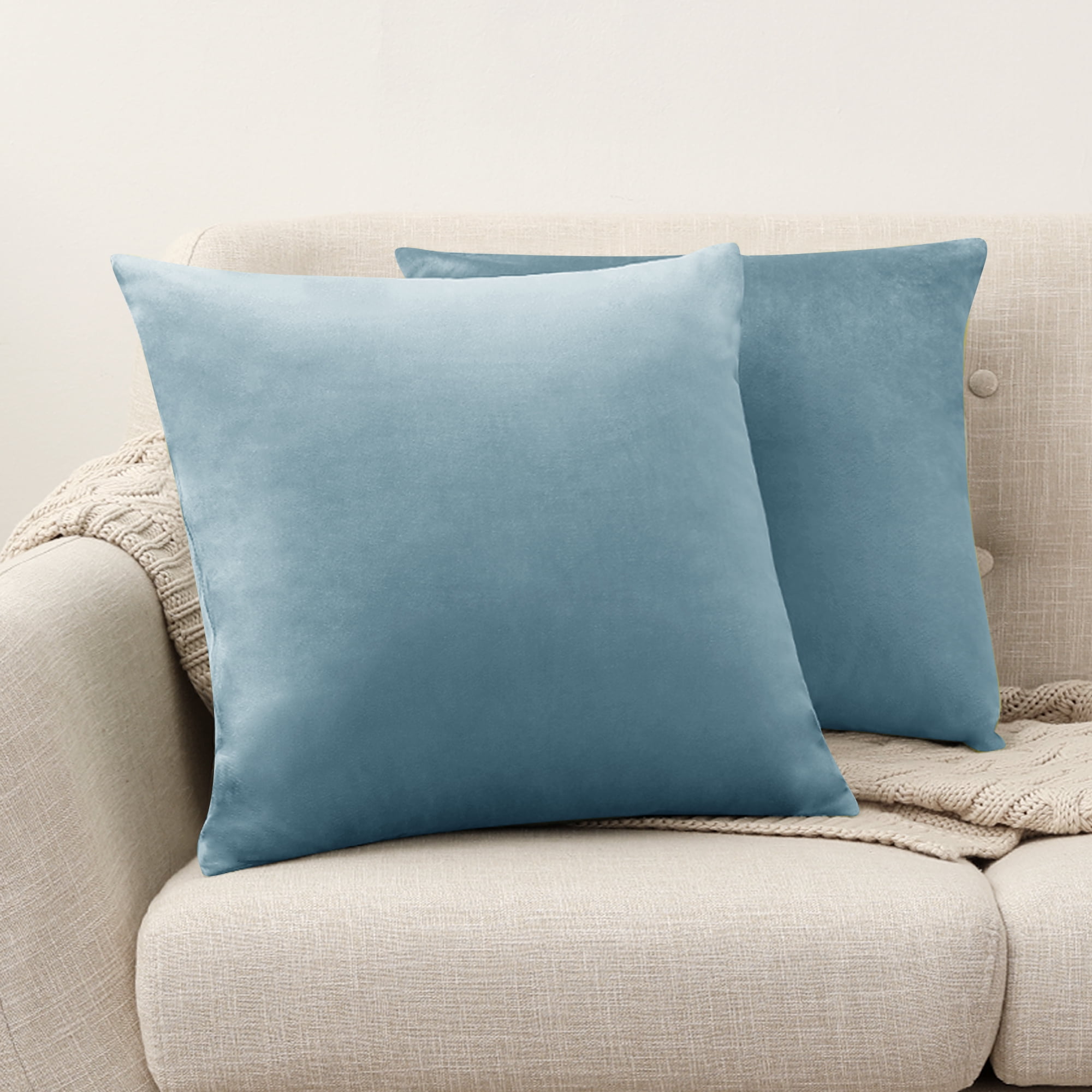 Deconovo Set of 2 Decorative Pillow Cover Solid Plush Velvet Cushion