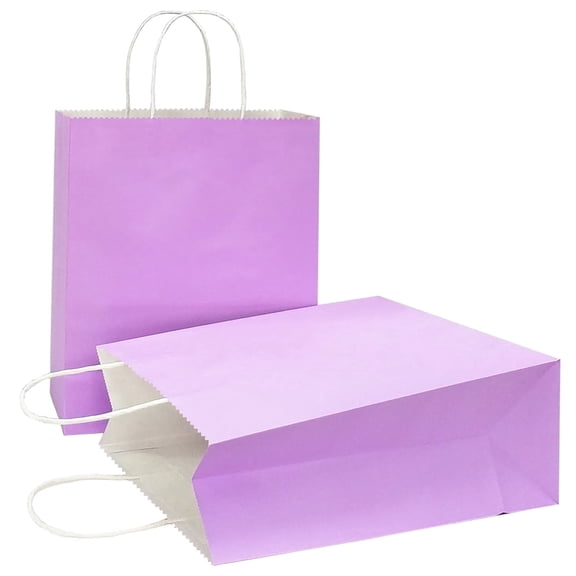 AZOWA Purple Gift Bags Large Kraft Paper Bags with Handles (13 x 10.2 x 4.7 in, Purple, 25 Pcs)