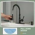 thumbnail image 3 of Wowow 3 Functions Single Handle Pull Down Sprayer Kitchen Faucet with Soap Dispenser in Stainless Steel Matte Black, 3 of 5