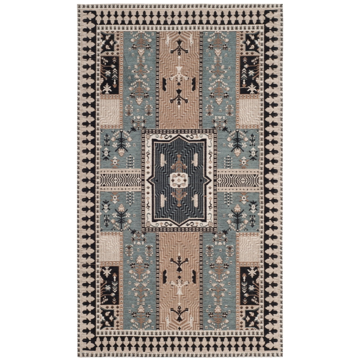 SAFAVIEH Classic Vintage Seanna Geometric Area Rug, Slate/Beige, 4' x 6'