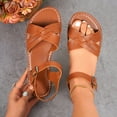 thumbnail image 2 of HVOBTTY Women's Summer Fashion Casual Soft Sole Convertible Closed Heel Peep Toe Beach Sandals Comfortable Shoes Brown, 42, 2 of 5