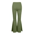 thumbnail image 4 of Qulqfy Flare Pants Women Plus Size Bell Bottom Green Casual Plain Bootcut Pants L, 4 of 5