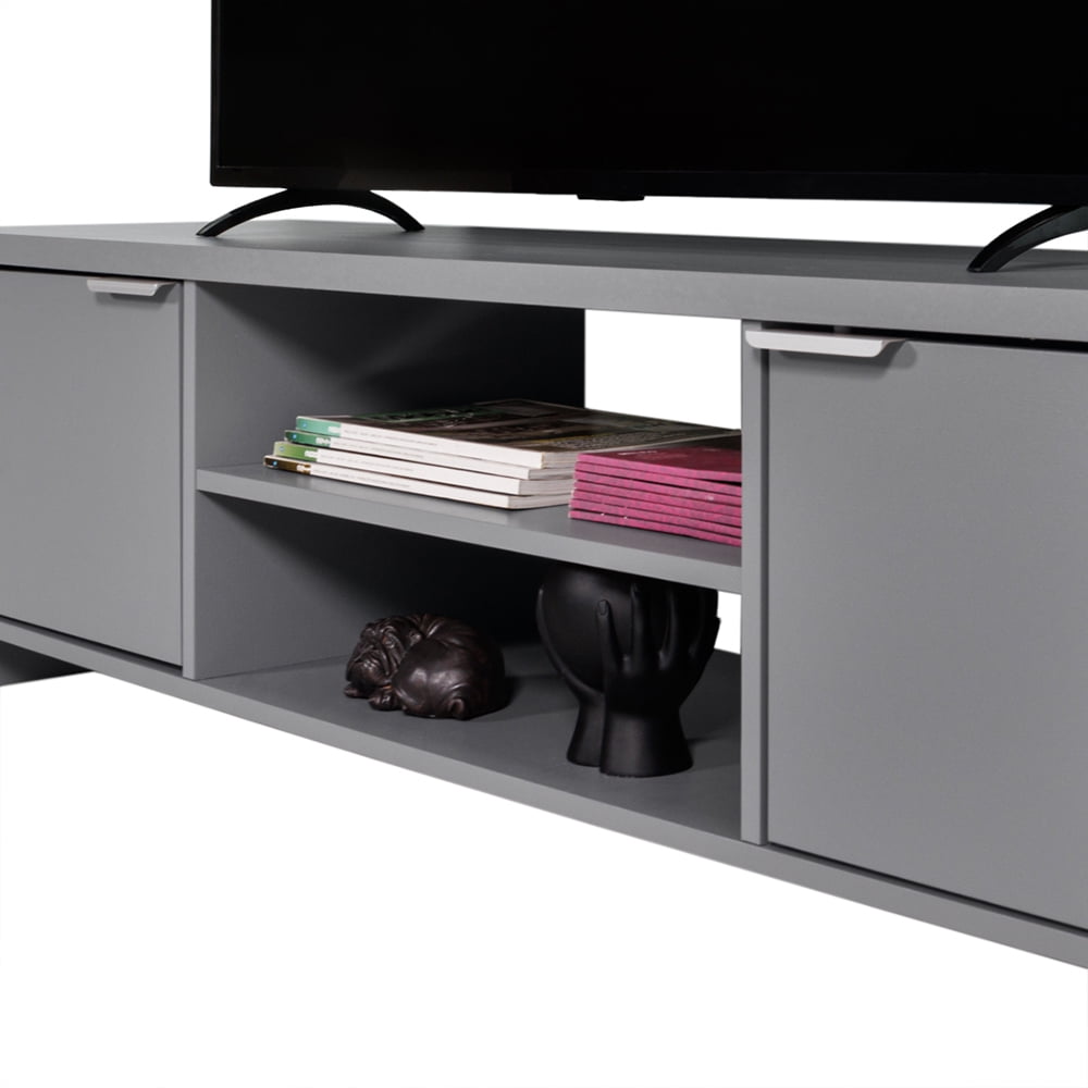 Madesa TV Stand with Cabinet Storage and Open Shelves for 55, 65 Inch Media Storage Gaming Media Console Living Room Entertainment Center  Wooden Television Cabinet - Grey