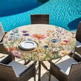 thumbnail image 5 of Vintage Spring Floral Round Tablecloth 45-54 Inch Round Fitted Table Cloth with Elastic Edge, Summer Botanical Watercolor Flowers Waterproof Table Cover Protector for Outdoor Picnic Party Dining, 5 of 6