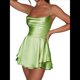 thumbnail image 1 of Mono Elegante de Satén para Mujer, de Verano, Sin Mangas, con Espalda Descubierta, Tirantes Finos y . Verde Fluorescente S, 1 of 6