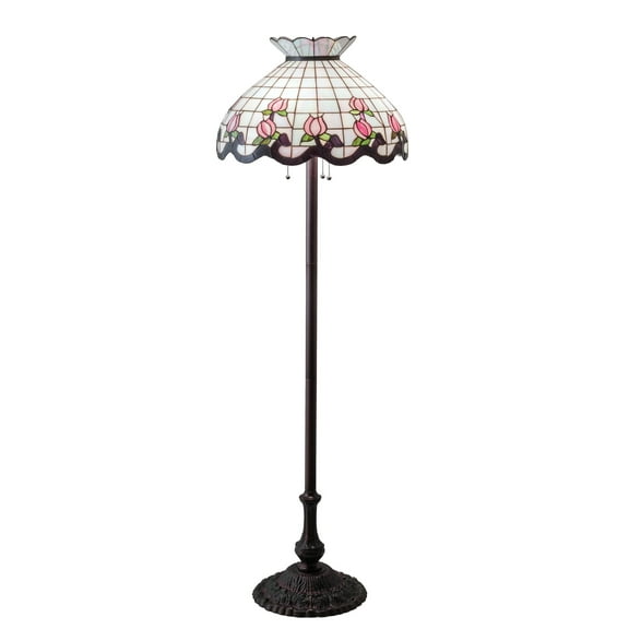 Meyda Tiffany 190368 Roseborder 3 Light 62" Tall Buffet Floor Lamp