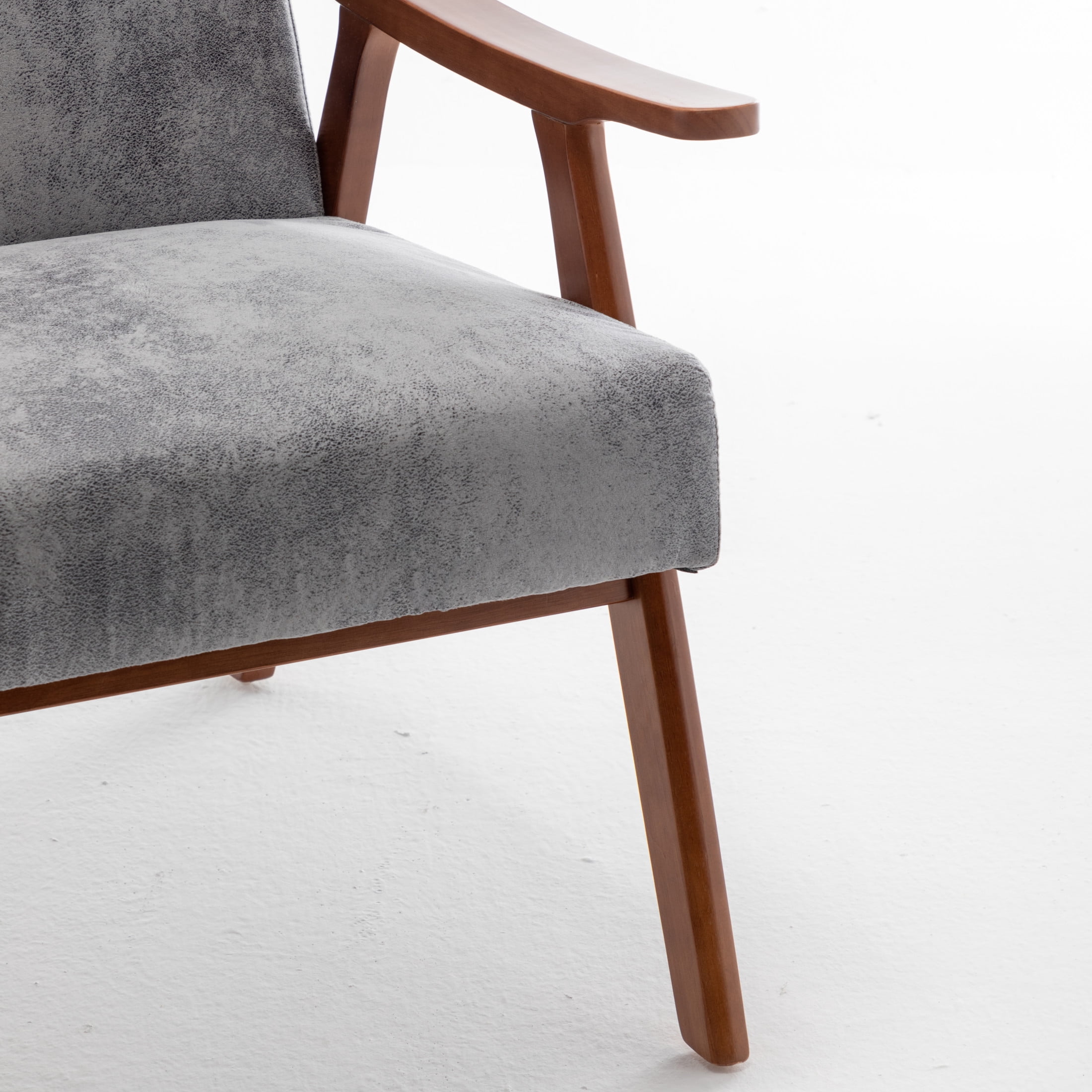GDF Studio Mid-Century Modern Accent Chair with Microfiber Upholstery & Solid Wood Frame, Gray