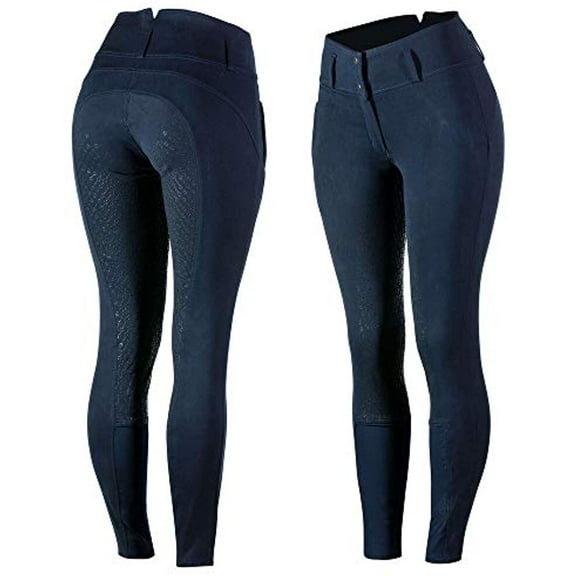 HORZE Daniela High Waist Comfortable Equestrian Riding Breeches with Silicone Full Seat - Dark Navy - US 30