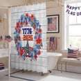 thumbnail image 5 of Independence Day Wreath Shower Curtain, 36" x 72", 4th of July Red Blue Flower Butterfly Wood Grain Waterproof Bathroom Curtain Washable Shower Curtain Set with 12 Hooks, 5 of 9