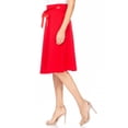 thumbnail image 2 of Women's Solid A-line Casual High Waist Bow Tie Belted A Line Midi Knee Length Skirts, 2 of 6