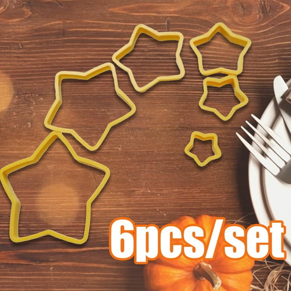 Cheers.US 6Pcs/Set Star Cookie Cutter Set-6 pcs Stainless Steel Five-pointed Star Biscuit Molds Fondant Cake Cookie Cutter Set Pastry Mold-for 3d Christmas Tree