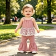 thumbnail image 2 of Toddler Girls Clothes Two Piece Outfits Sleeveless Lace Tank Top with Flared Pants Fashion Clothing Sets Size 2-3T, 2 of 9