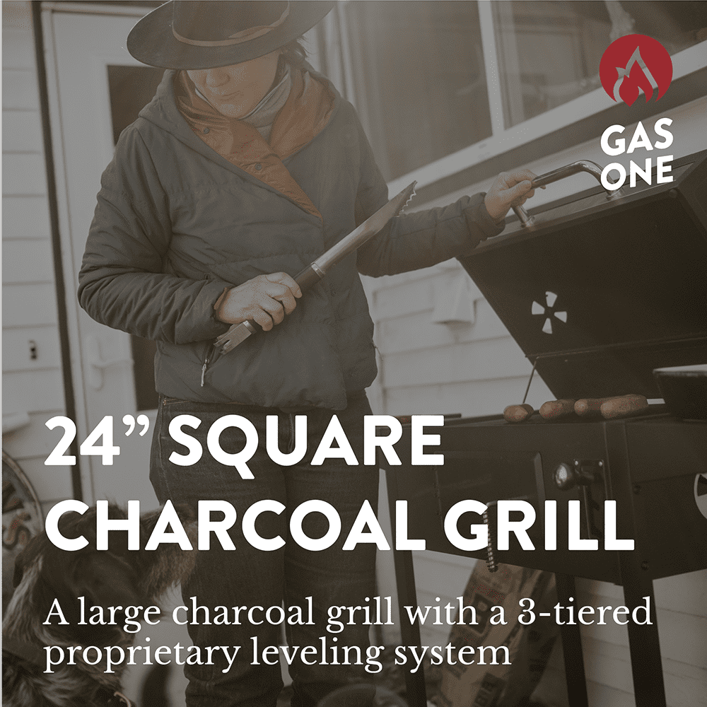 GasOne Charcoal Grill – 24-inch BBQ Charcoal Grill – Charcoal Smoker with Multiple Tier Heat Control